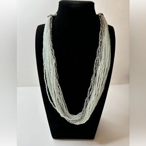 Chic Multi-Strand Silver and White Necklace